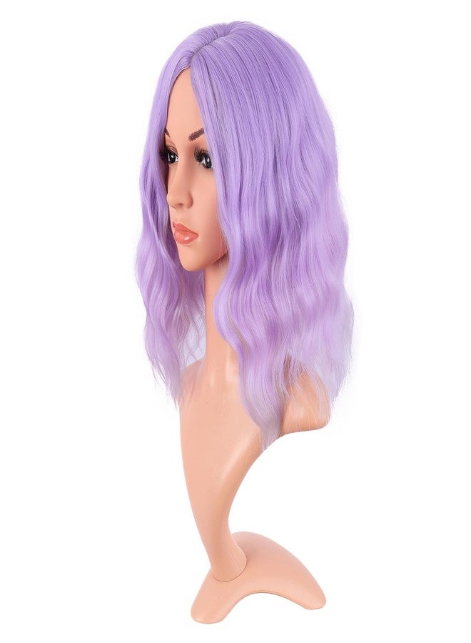 MapofBeauty Bob Wavy Short Curly Body Wave Cosplay Anime Synthetic Hair Party Wig (Light Purple to Pink) - Image 2